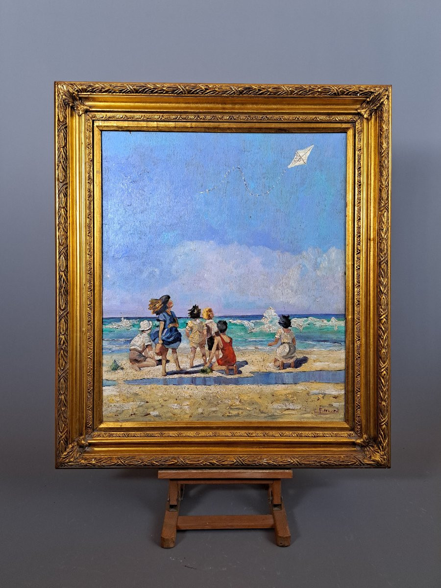 "Jeux sur la plage", Claude BERNARD (1926-2016)-photo-3