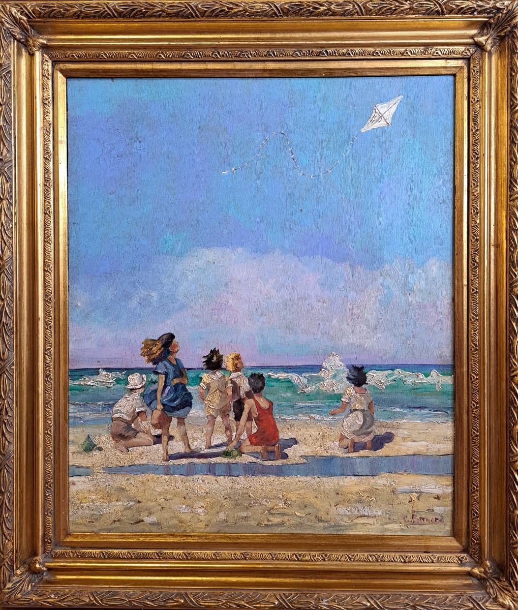 "Jeux sur la plage", Claude BERNARD (1926-2016)