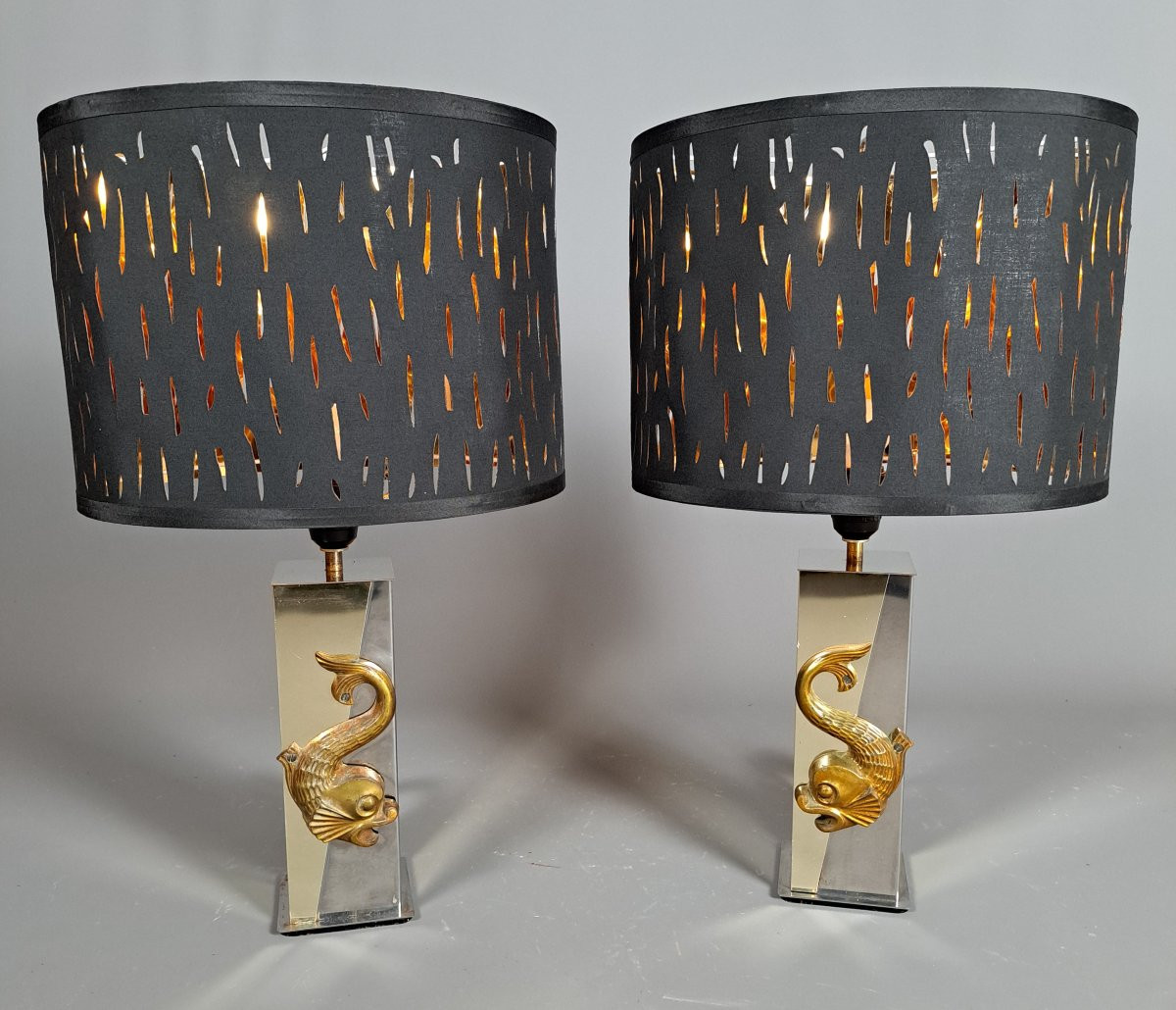 Pair Of Dolphin Lamps, 1970s/80s.-photo-1