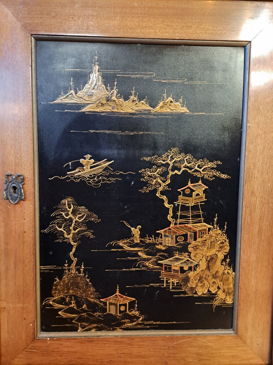 Enfilade de style Louis XVI à décors de laques japonaises-photo-4