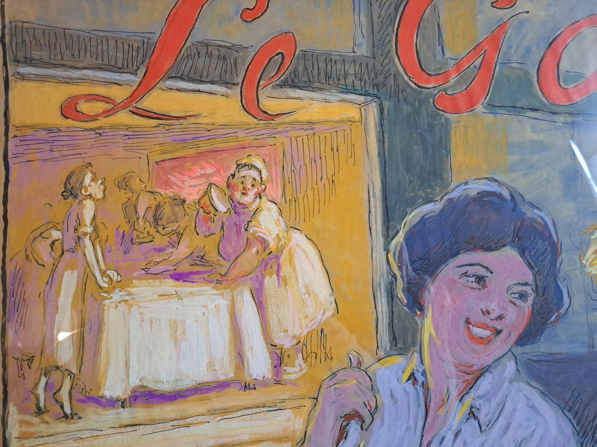 Henri VINCENT-ANGLADE (1876-1956), Projet d'affiche "Le Gaz".-photo-3