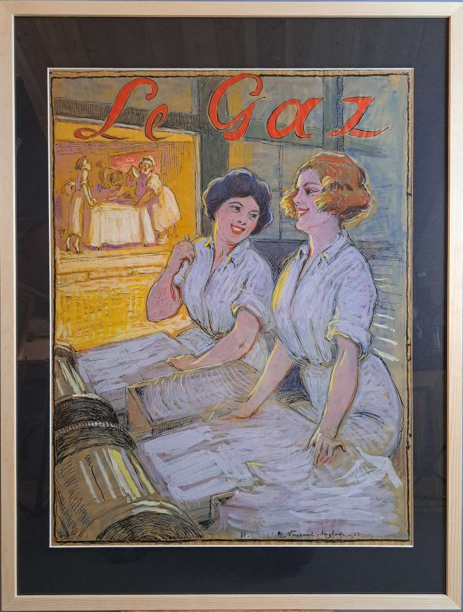 Henri VINCENT-ANGLADE (1876-1956), Projet d'affiche "Le Gaz".