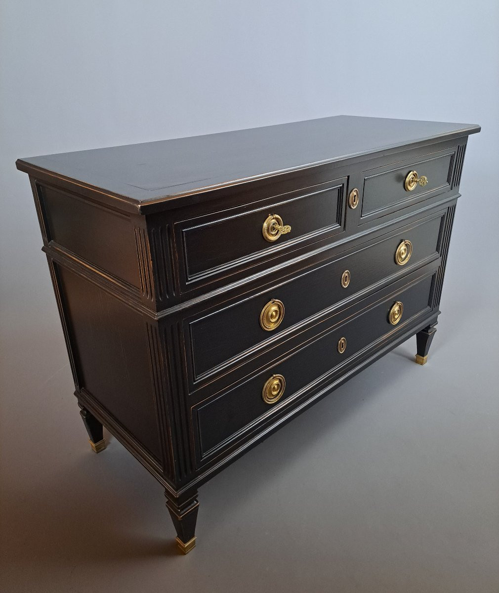 Commode de style Louis XVI, finition noire.-photo-2