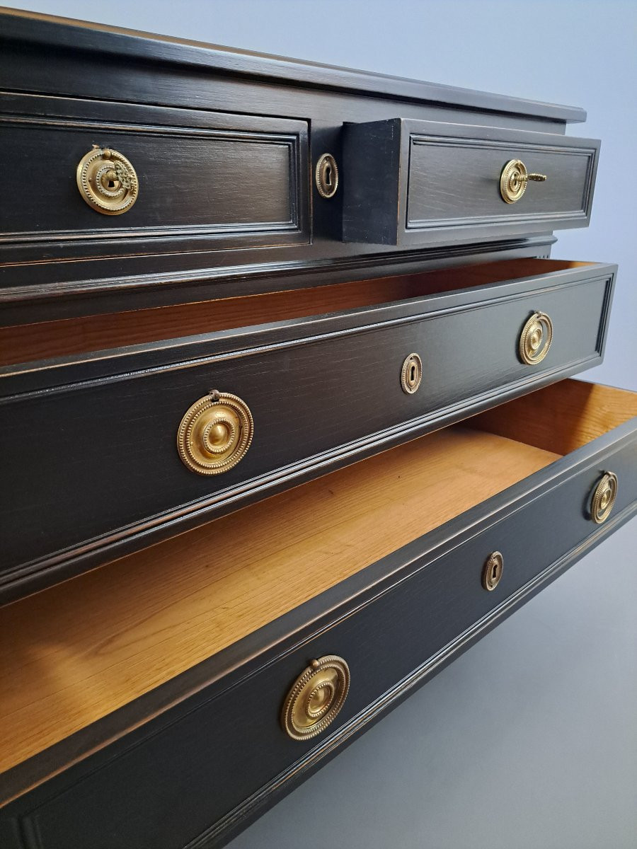 Commode de style Louis XVI, finition noire.-photo-2