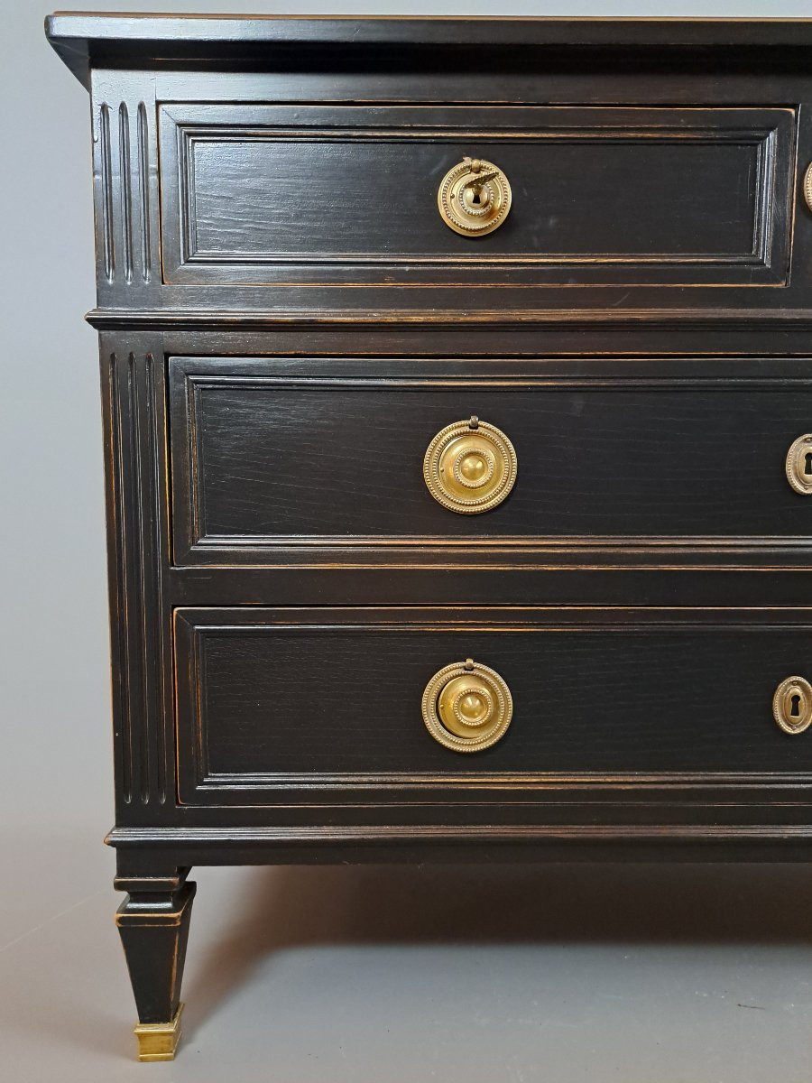 Commode de style Louis XVI, finition noire.-photo-5