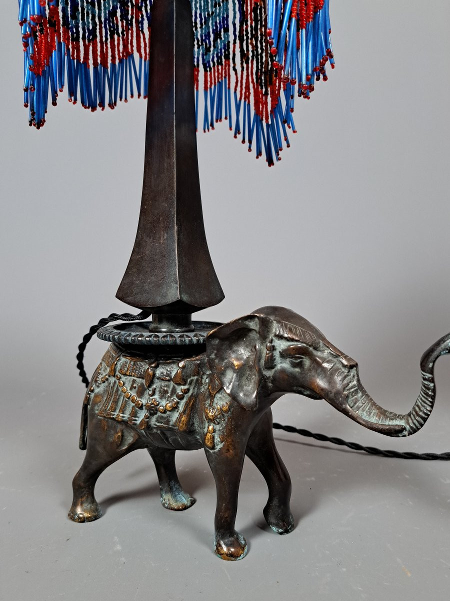 Lampe éléphant en bronze.-photo-2