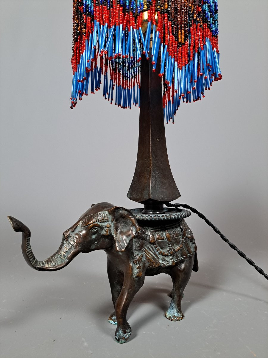 Lampe éléphant en bronze.-photo-3