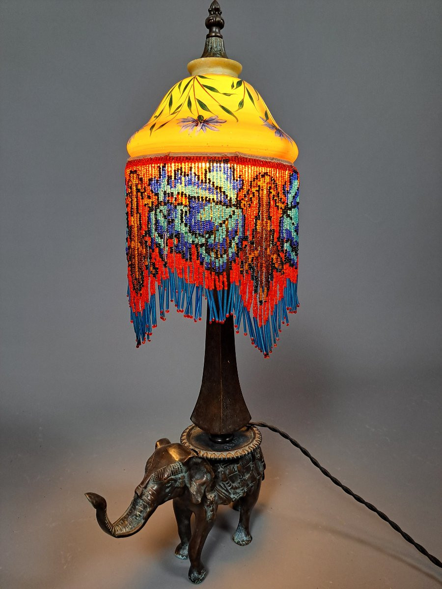 Lampe éléphant en bronze.-photo-1