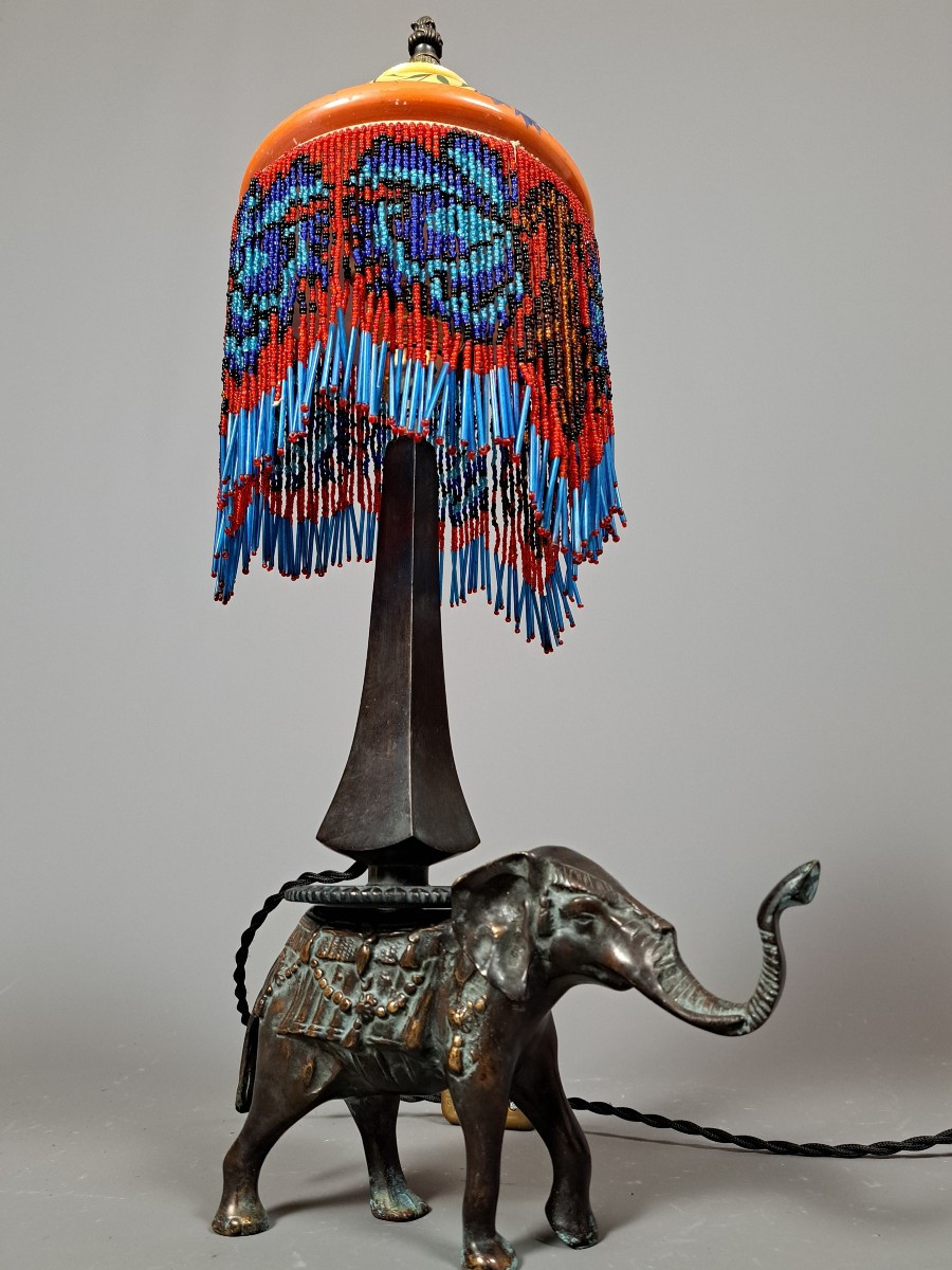 Lampe éléphant en bronze.-photo-4