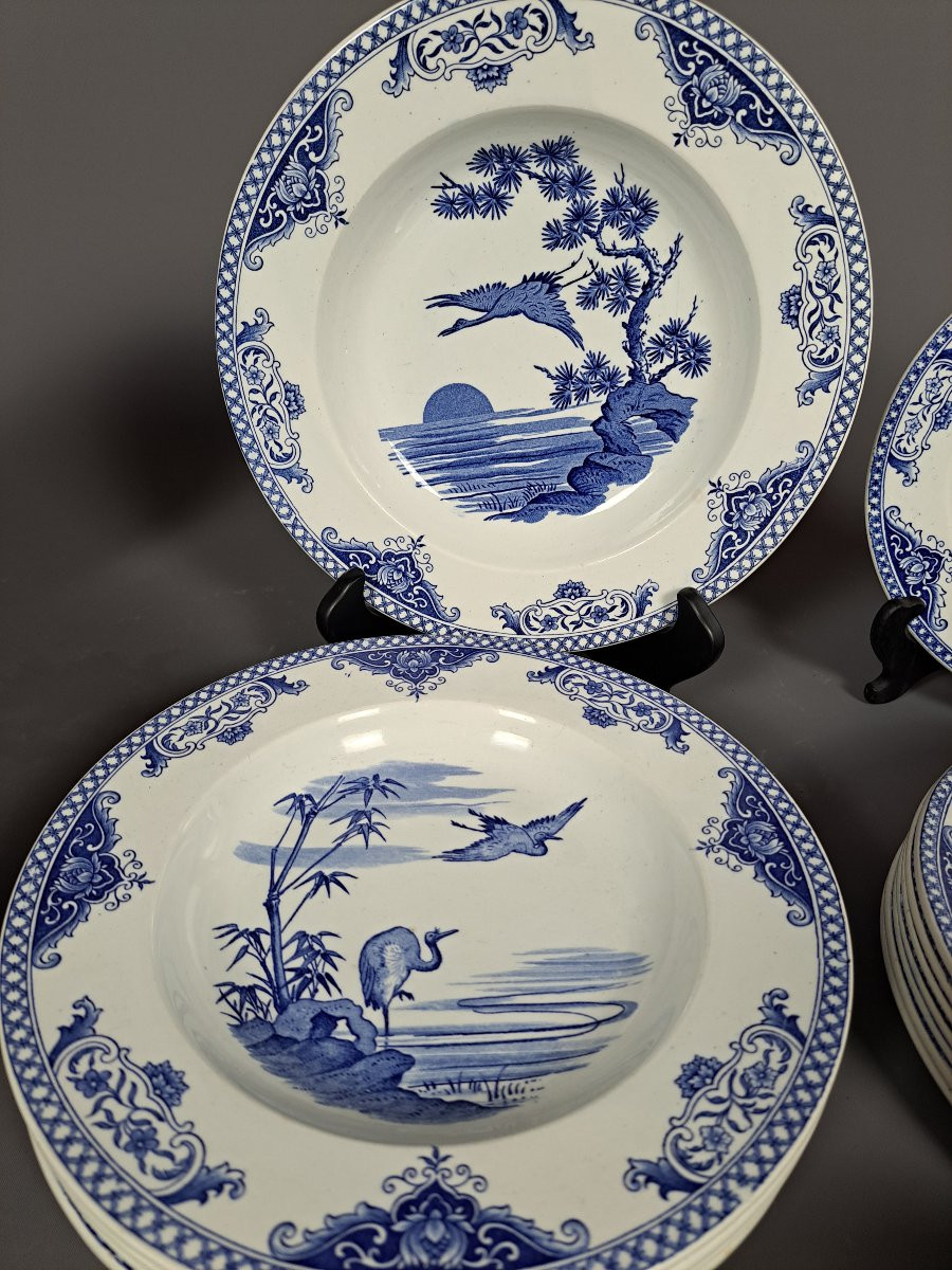 Gien - Partie de service Japonisant fin XIXème/Début XXème-photo-4