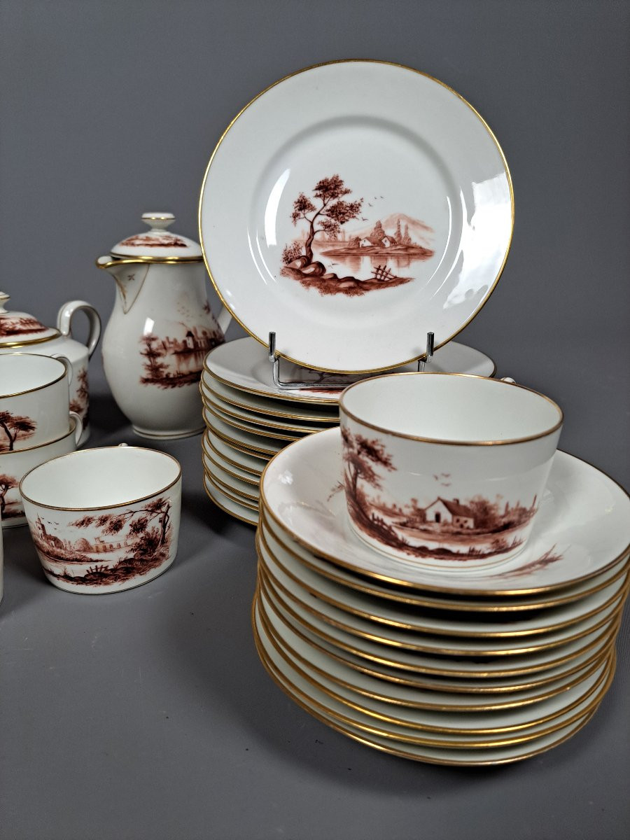 Partie de service à café / Thé, et assiettes à dessert de la maison Damon et Delente à Paris.-photo-4