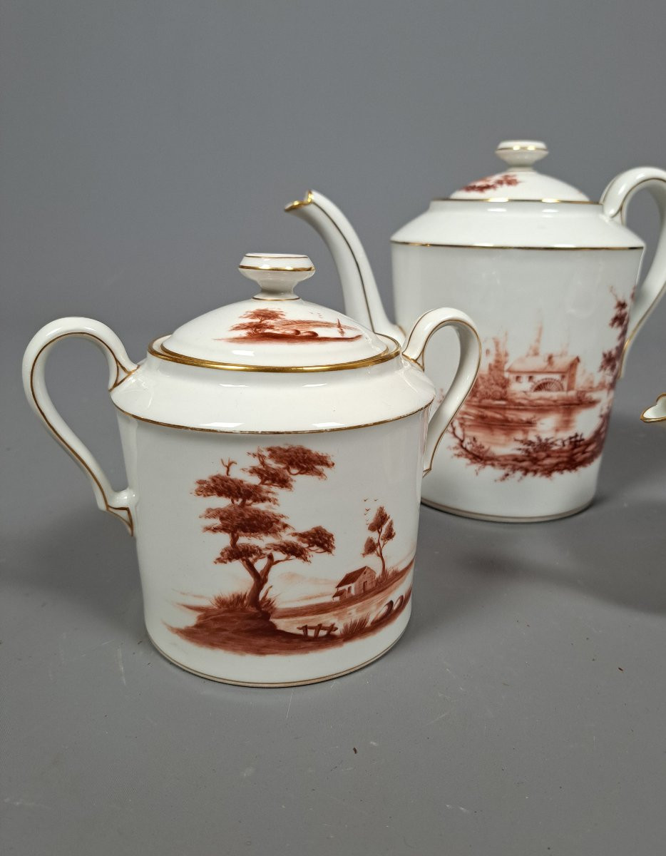 Partie de service à café / Thé, et assiettes à dessert de la maison Damon et Delente à Paris.-photo-2