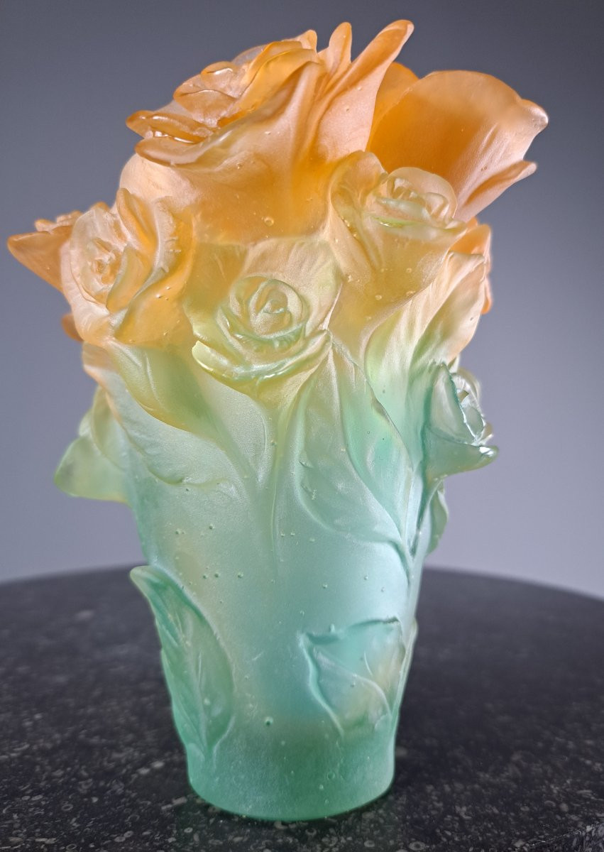 Daum France Vase, "rose Passion" Model-photo-2