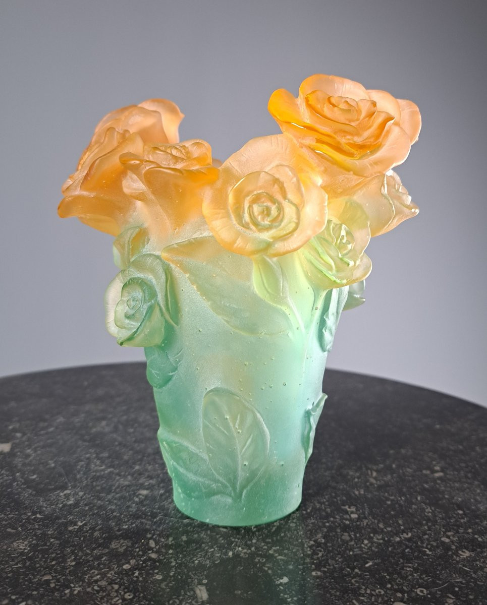 Daum France Vase, "rose Passion" Model-photo-4
