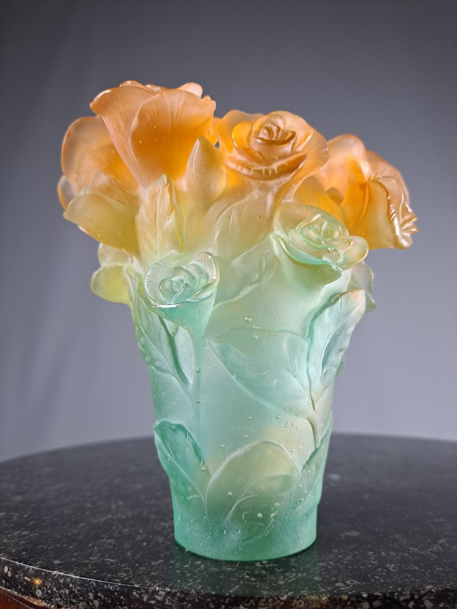 Daum France Vase, "rose Passion" Model-photo-4