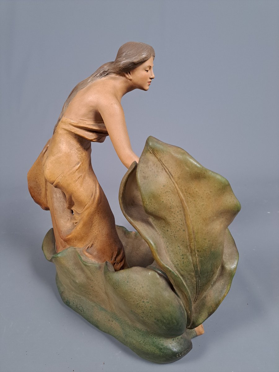 Polychrome Art Nouveau Terracotta, By L. Vergnano.-photo-2