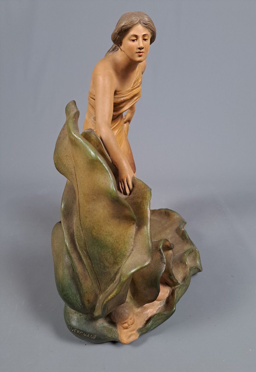 Polychrome Art Nouveau Terracotta, By L. Vergnano.-photo-3