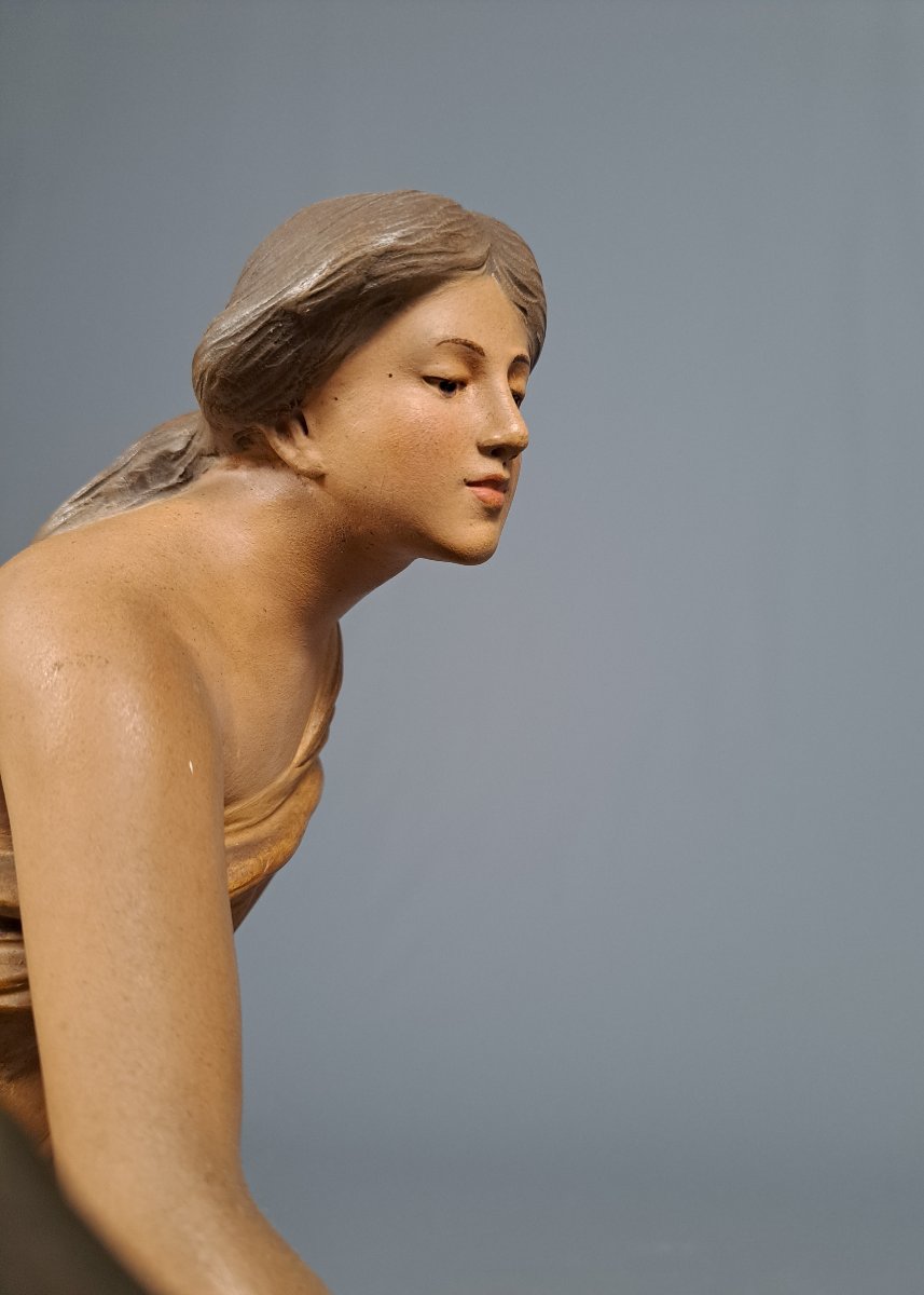 Polychrome Art Nouveau Terracotta, By L. Vergnano.-photo-4