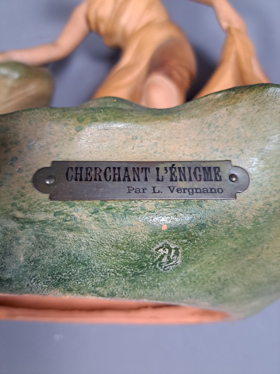 Polychrome Art Nouveau Terracotta, By L. Vergnano.-photo-2