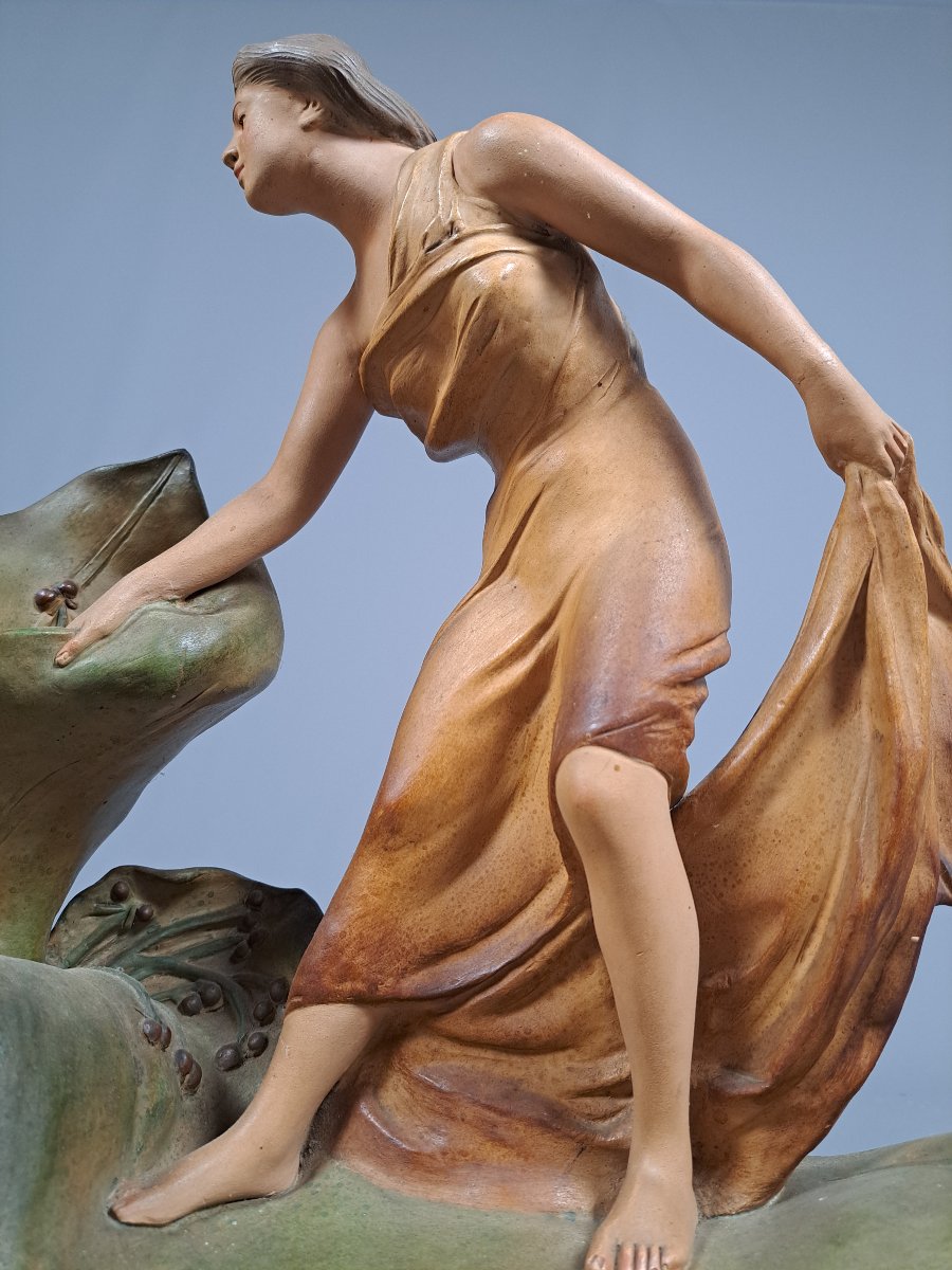 Polychrome Art Nouveau Terracotta, By L. Vergnano.-photo-4