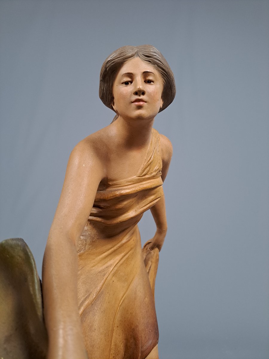 Polychrome Art Nouveau Terracotta, By L. Vergnano.-photo-7