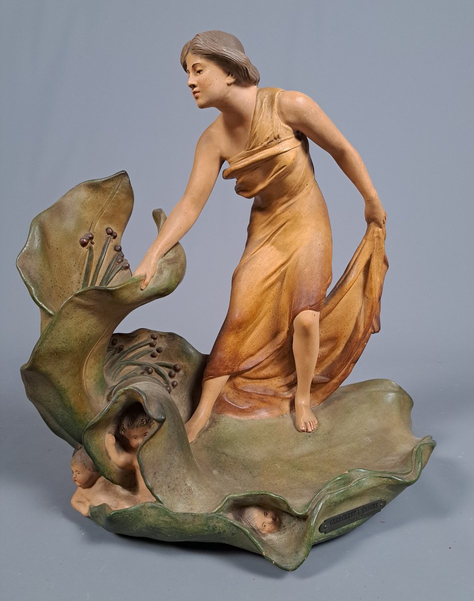 Polychrome Art Nouveau Terracotta, By L. Vergnano.
