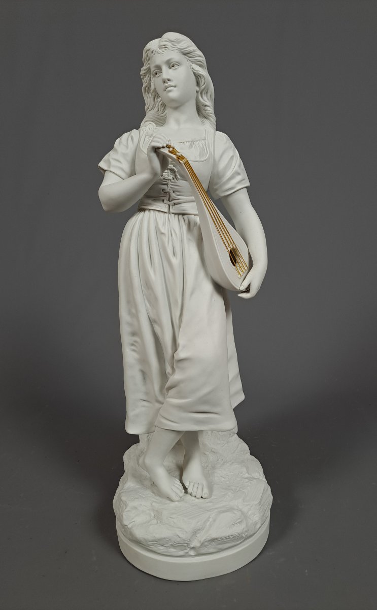 Young Woman With A Mandolin - After Joseph Le Guluche (1849–1915)