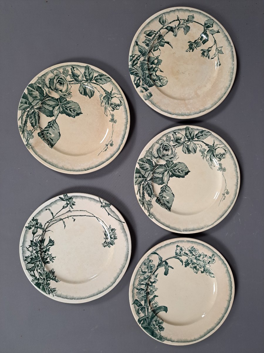 Part Of A "chartreuse" Pattern Earthenware  Dinner Service - Vieillard Bordeaux Factory-photo-3