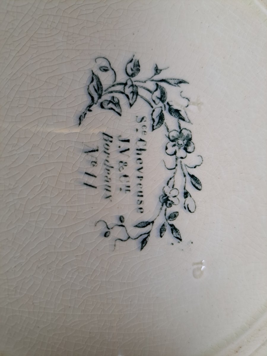 Part Of A "chartreuse" Pattern Earthenware  Dinner Service - Vieillard Bordeaux Factory-photo-1
