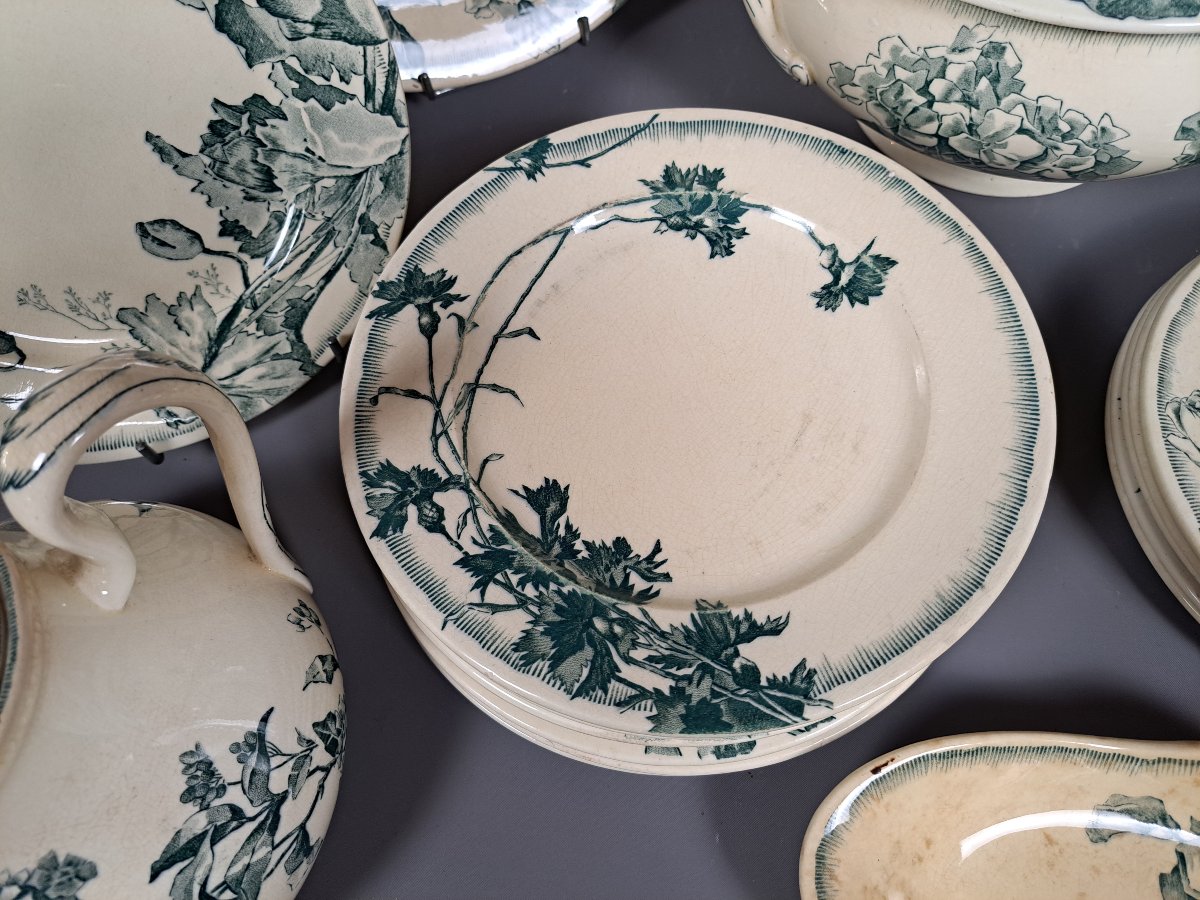 Part Of A "chartreuse" Pattern Earthenware  Dinner Service - Vieillard Bordeaux Factory-photo-2