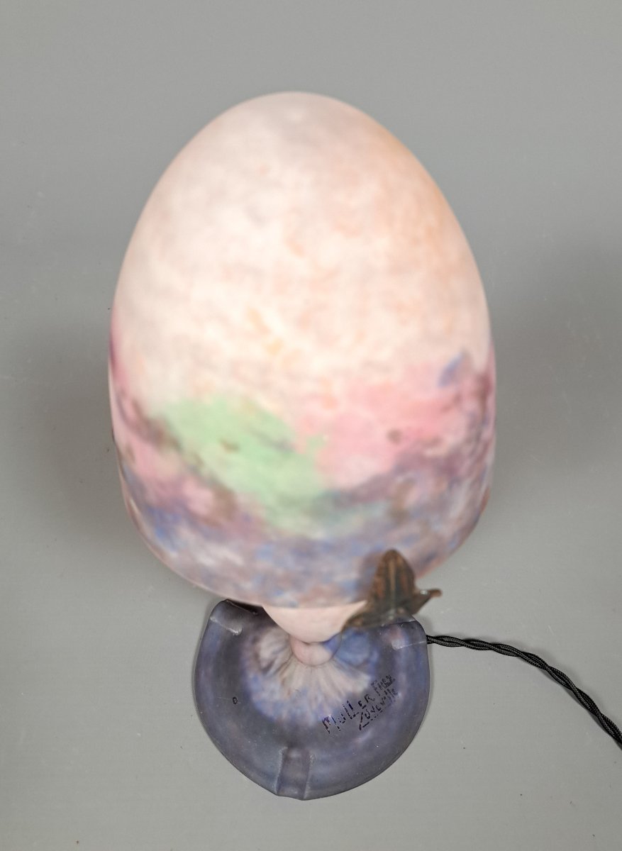 Lampe champignon en pate de verre, Muller Frères à Lunéville-photo-2