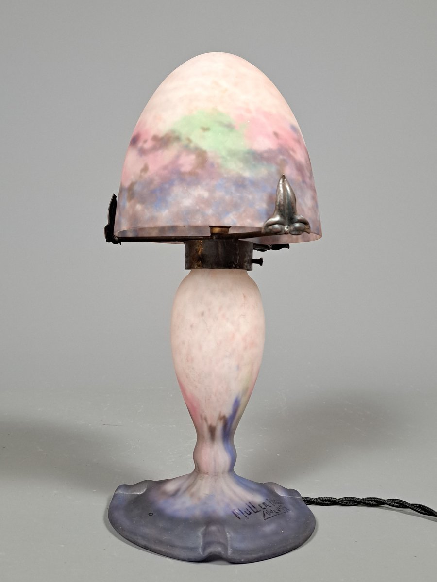 Lampe champignon en pate de verre, Muller Frères à Lunéville-photo-2