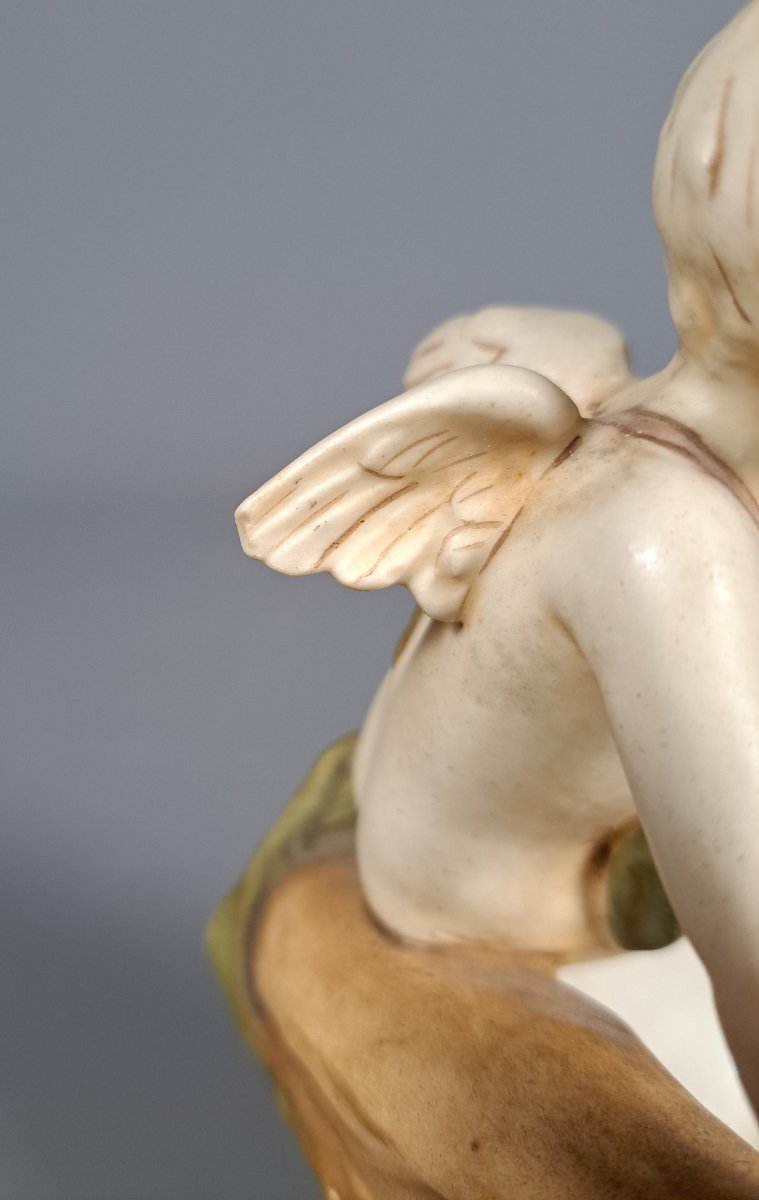 Coupe vide poche Royal Dux , "Ange sur le rebord d'un coquillage"-photo-4