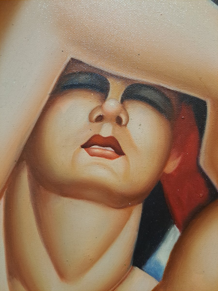 A la manière de Tamara DE LEMPICKA, groupe de nus féminins par Thea BOKOSA (XXème)-photo-3