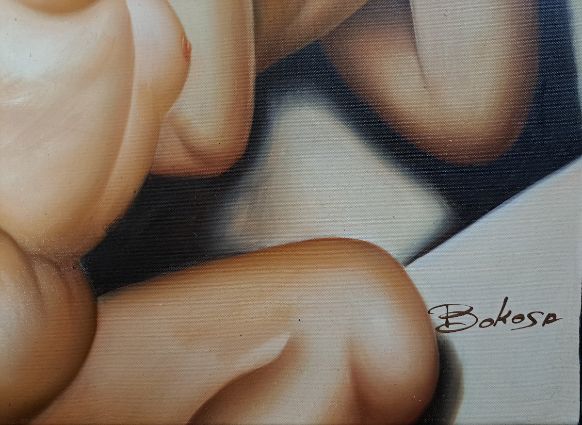 A la manière de Tamara DE LEMPICKA, groupe de nus féminins par Thea BOKOSA (XXème)-photo-4