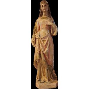 Important Polychrome Plaster Statue Of A Saint.