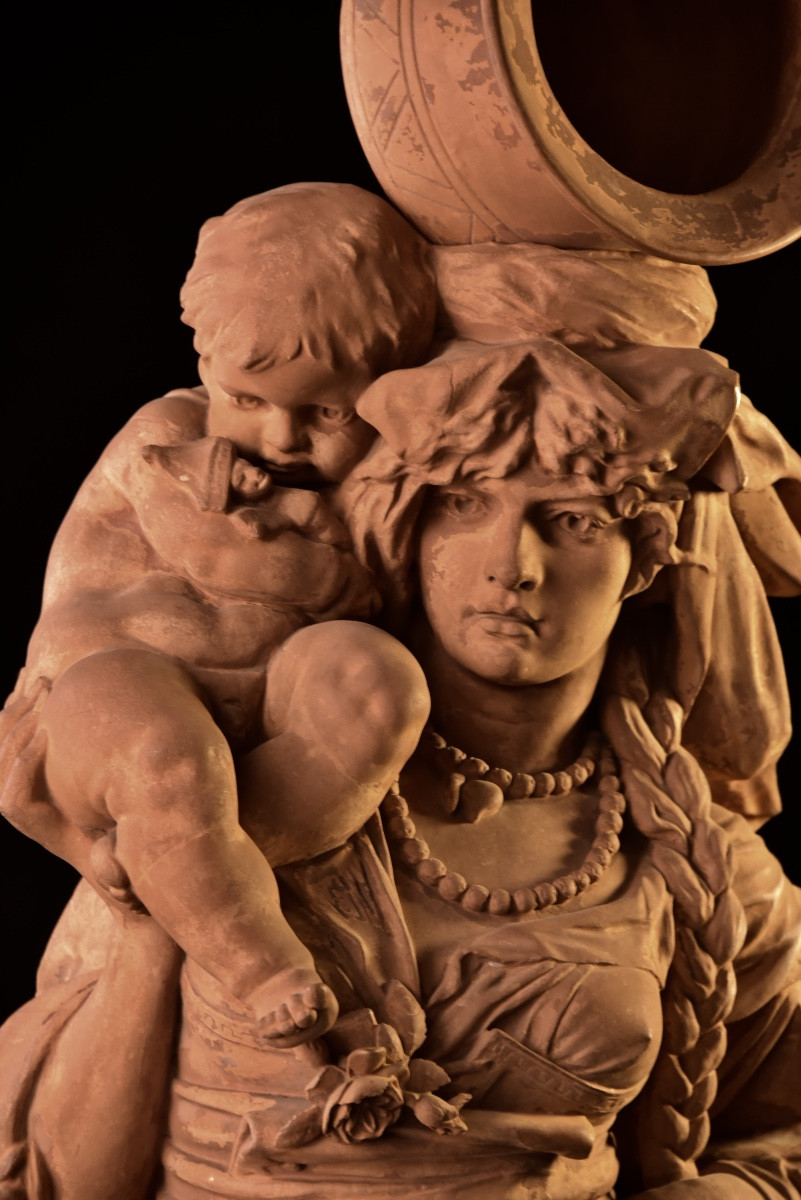 Louis Samain ( Belgium, 1834 - 1901), Grande Sculpture Féminine En Terre Cuite-photo-2