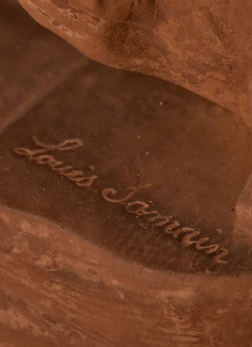 Louis Samain ( Belgium, 1834 - 1901), Grande Sculpture Féminine En Terre Cuite-photo-4