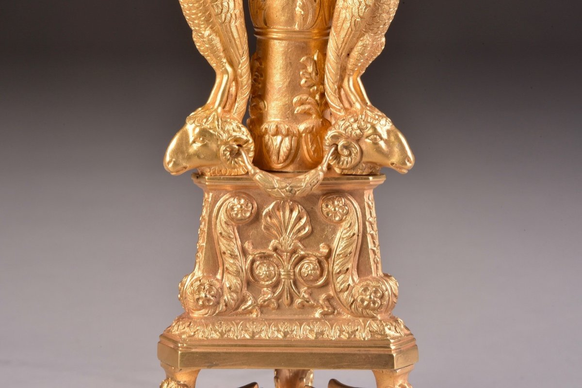Pair Of Gilt Bronze Candlesticks, Attributed To Giuseppe Boschi (rome, 1766-1821)-photo-4