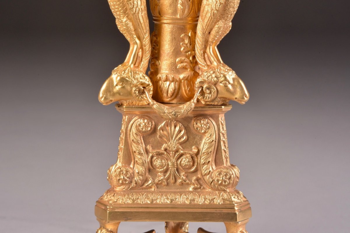 Pair Of Gilt Bronze Candlesticks, Attributed To Giuseppe Boschi (rome, 1766-1821)-photo-6