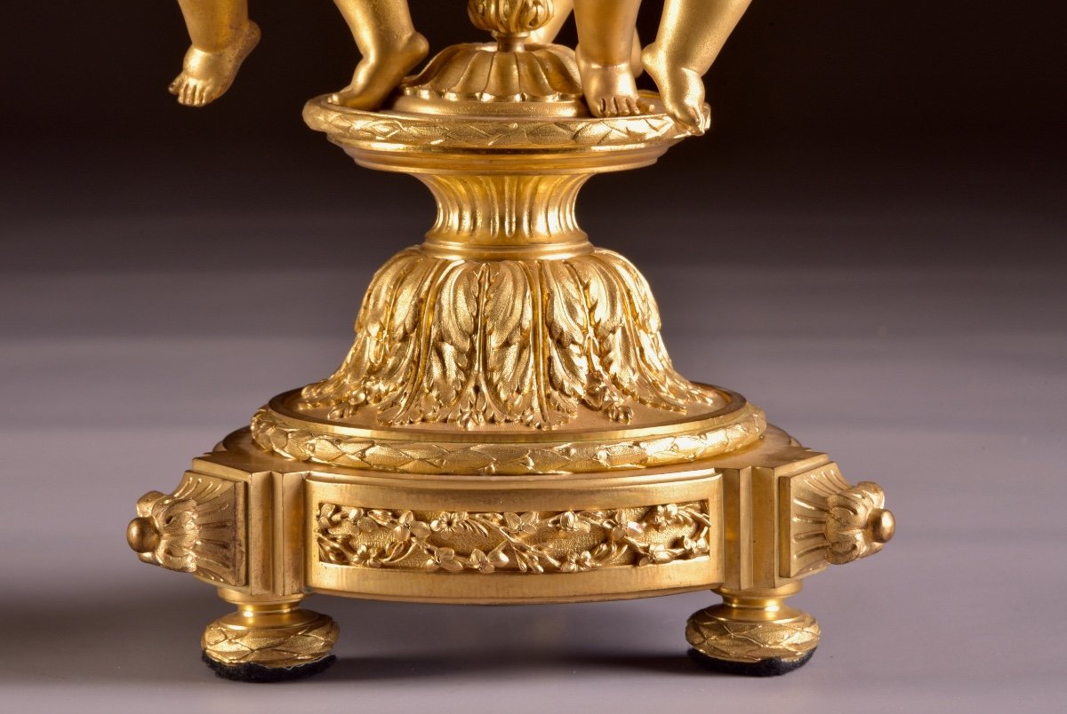 A Magnificent Pair Of Candelabra / Centerpiece, Crystal And Gilt Bronze, Napoleon III-photo-1