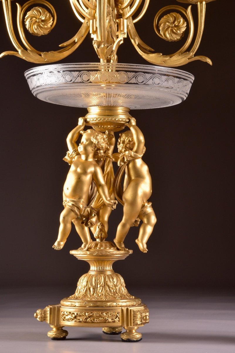 A Magnificent Pair Of Candelabra / Centerpiece, Crystal And Gilt Bronze, Napoleon III-photo-3