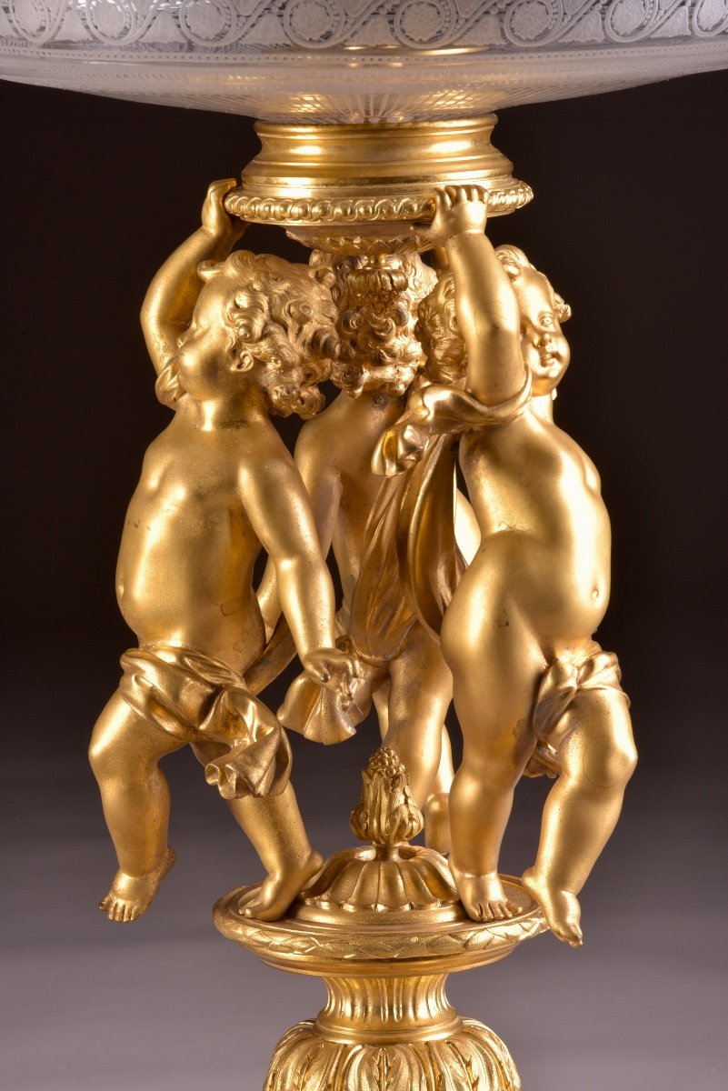 A Magnificent Pair Of Candelabra / Centerpiece, Crystal And Gilt Bronze, Napoleon III-photo-4