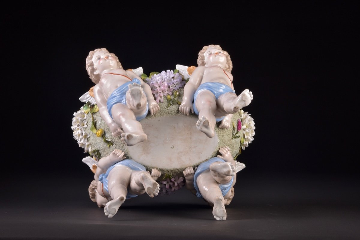 Grand Bol / Vase / Pièce Maîtresse En Porcelaine Allemande Antique-photo-3