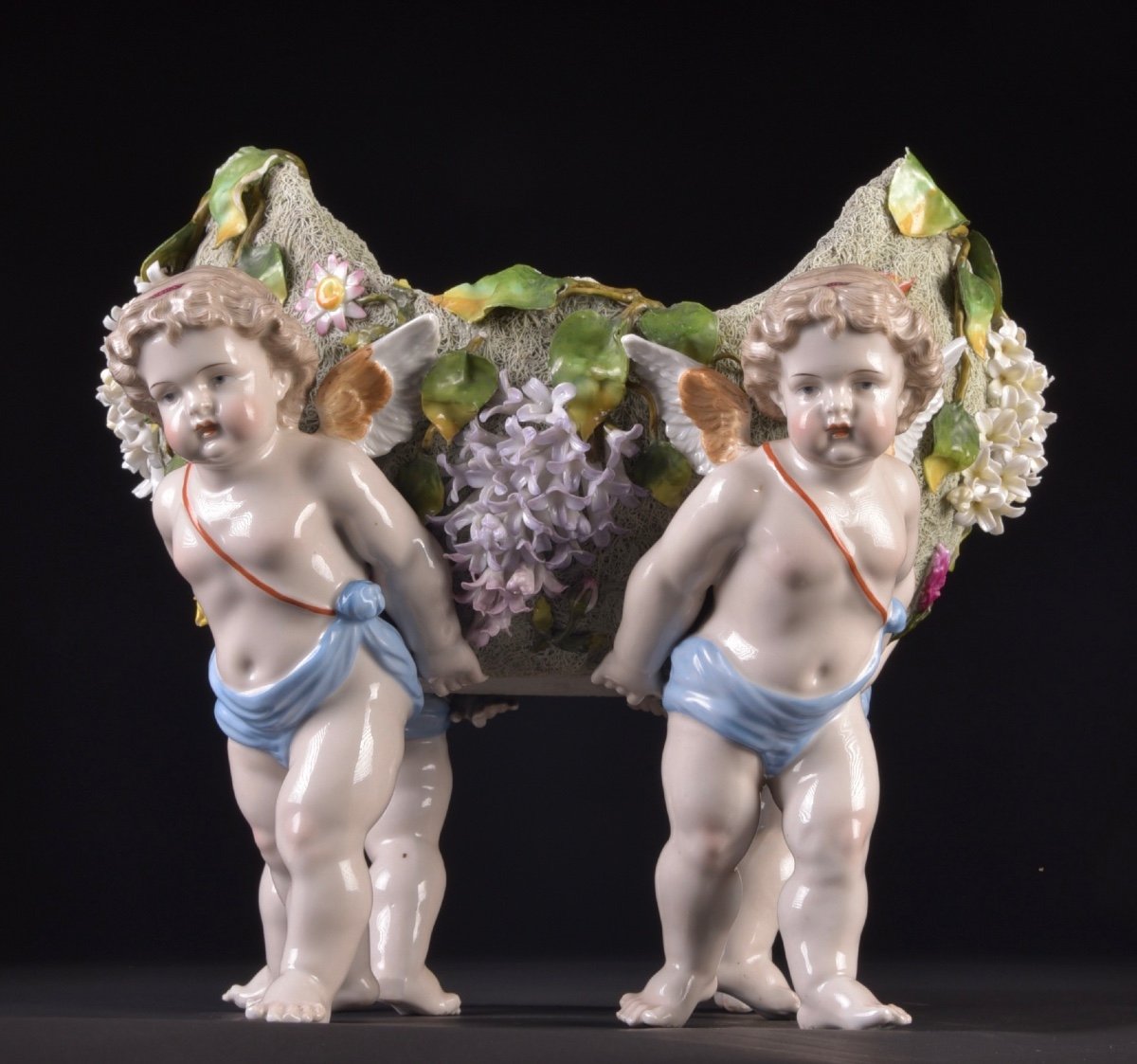 Grand Bol / Vase / Pièce Maîtresse En Porcelaine Allemande Antique