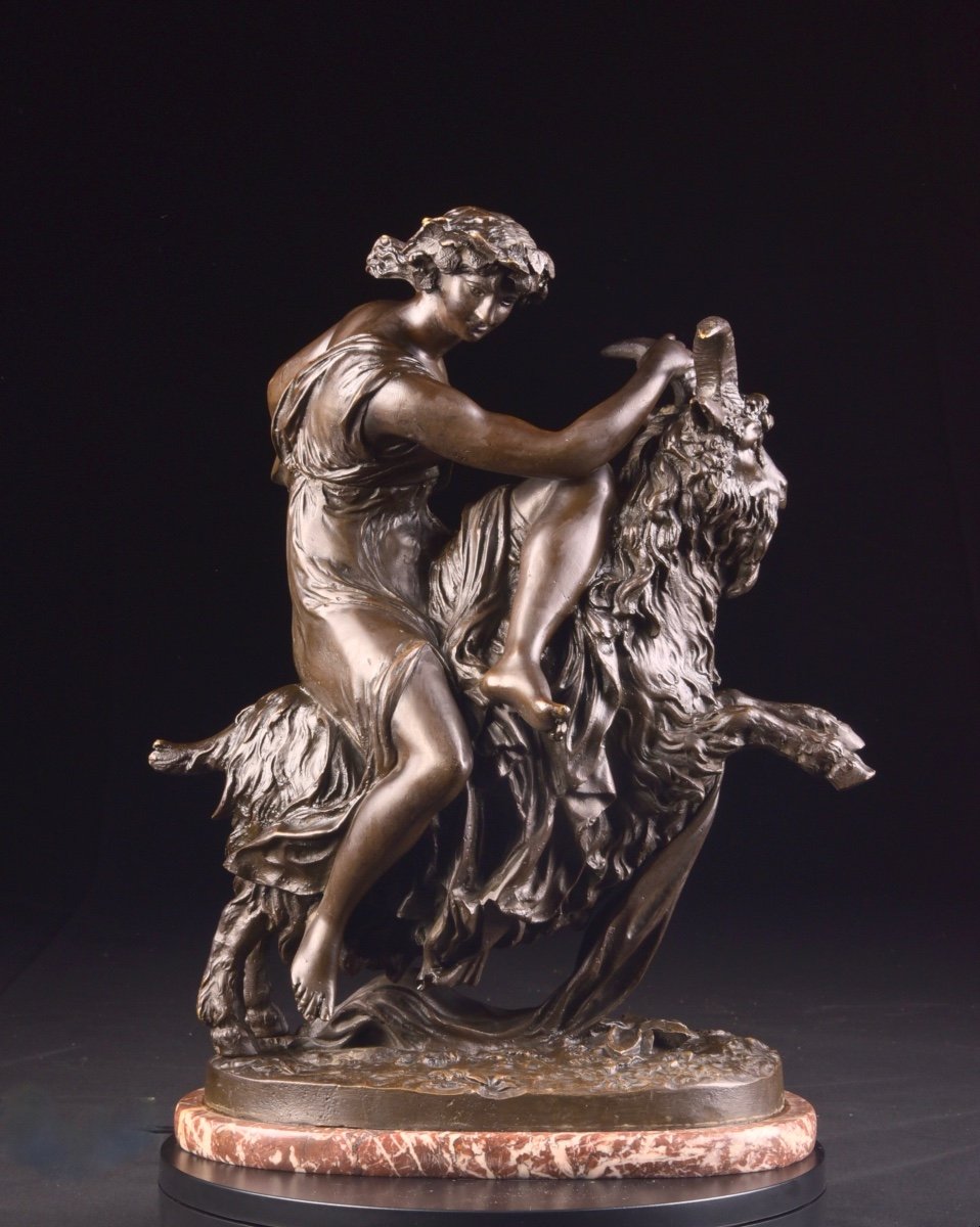 Claude Michel (clodion) (français 1738-1814) Bacchante Chevauchant Une Chèvre-photo-1