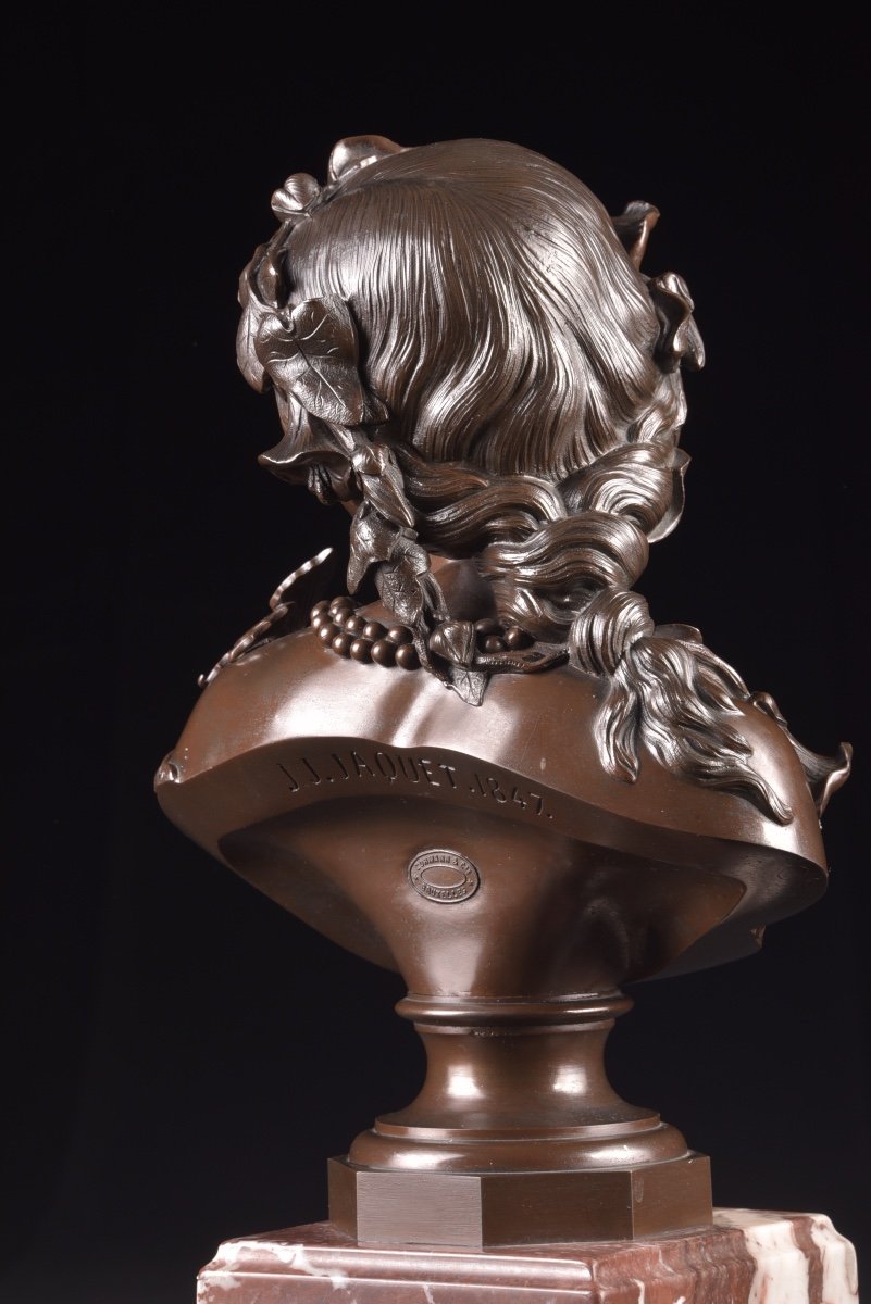 Jan Jozef Jacquet (1822-1898) : Buste En Bronze d'Une Jeune Femme, 1857-photo-4