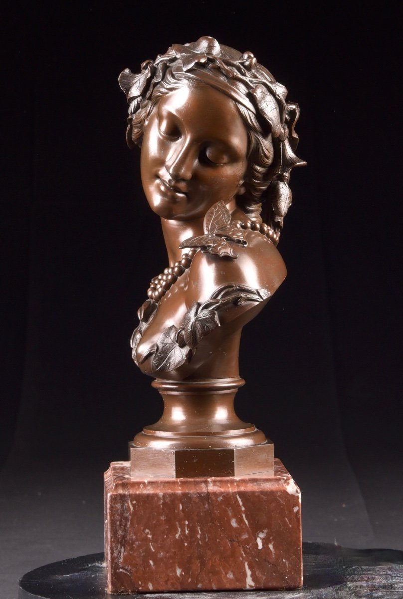 Jan Jozef Jacquet (1822-1898) : Buste En Bronze d'Une Jeune Femme, 1857-photo-3