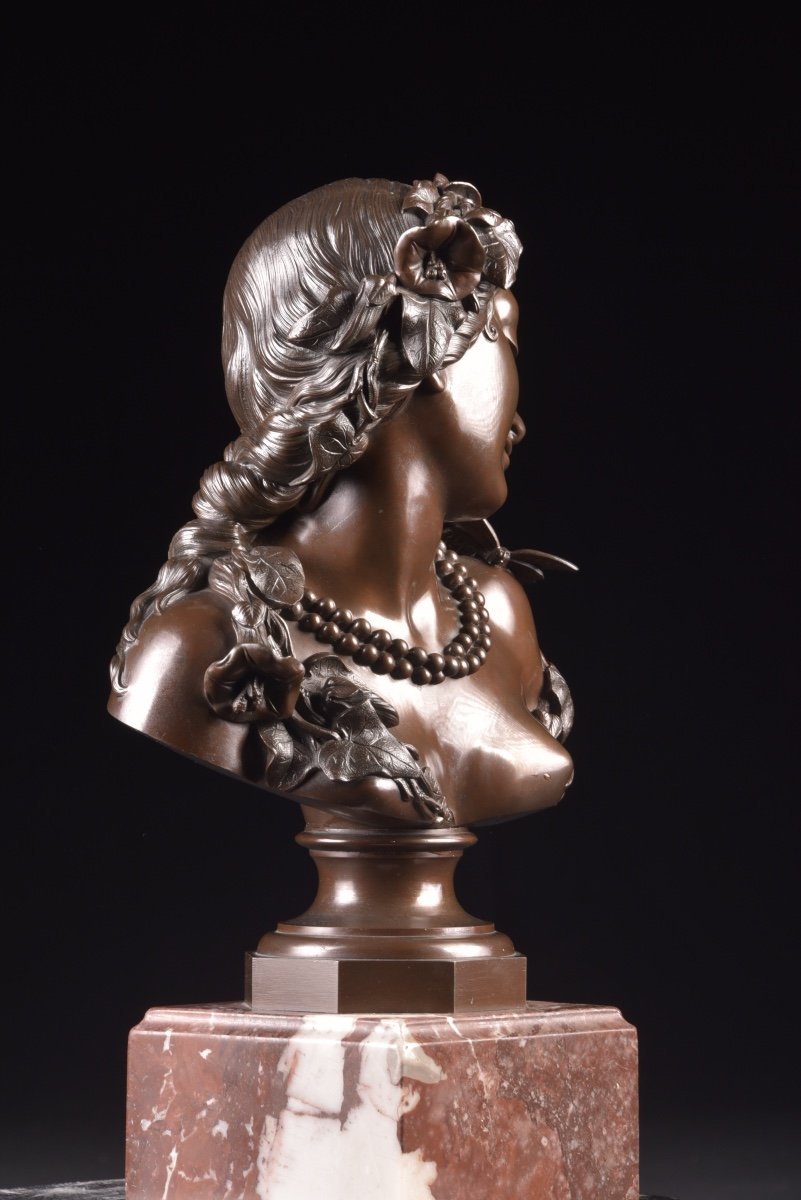 Jan Jozef Jacquet (1822-1898) : Buste En Bronze d'Une Jeune Femme, 1857-photo-6