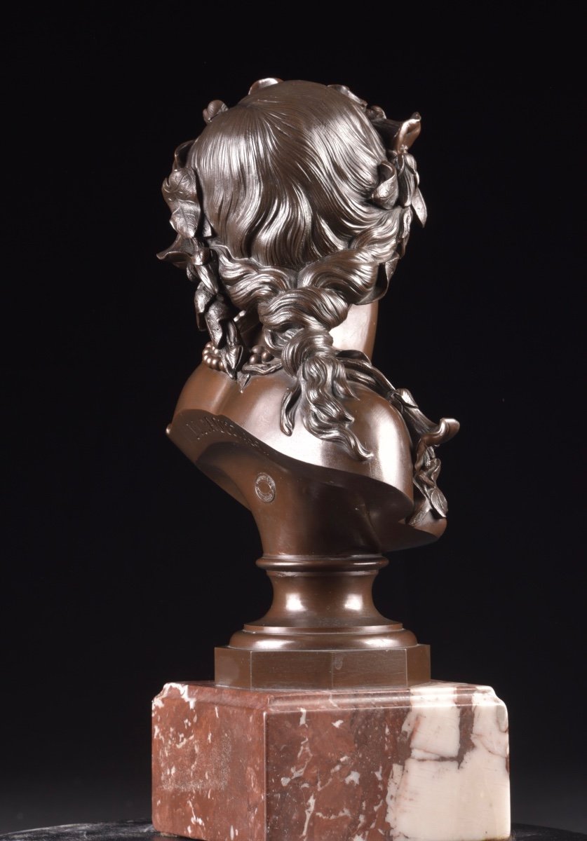 Jan Jozef Jacquet (1822-1898) : Buste En Bronze d'Une Jeune Femme, 1857-photo-7